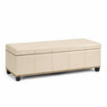 Schlafzimmerbank Sitzbank mit Stauraum aus PU-Kunstleder und MDF rechteckig Creme Schwarz Messingfarben L 160 x B 45 x H 45 cm