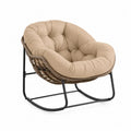 Garten-Loungesessel Schaukelsessel mit Kissen aus PE-Rattan und Stahl Beige Naturbraun Schwarz 100 x 90 x 85 cm