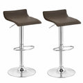 2er Set Barhocker höhenverstellbar drehbar PU-Kunstleder verchromter Stahl Braun Chromfarben 45 x 46 x 82-103 cm