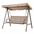 Hollywoodschaukel 3-Sitzer mit Sonnendach aus pulverbeschichtetem Stahl und Polyestergewebe Taupe Braun 170 x 110 x 153 cm