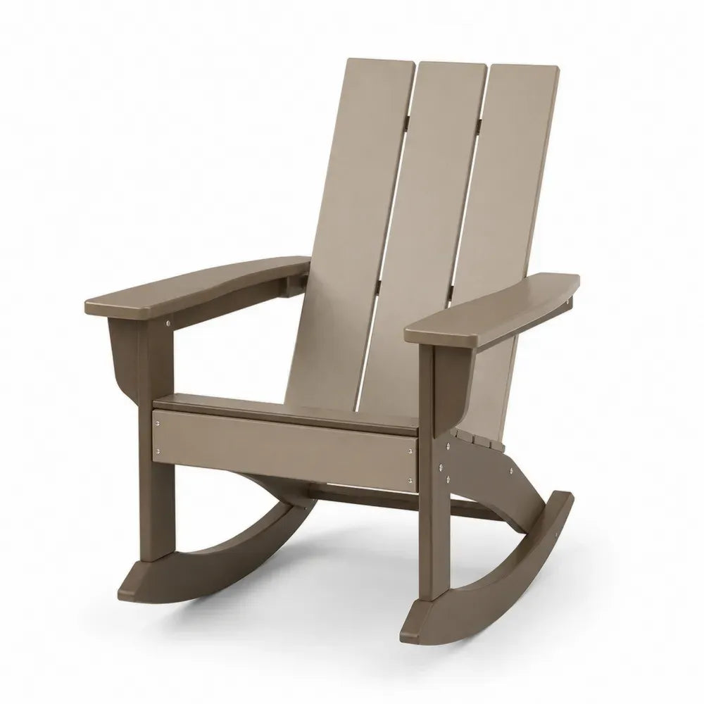 Garten Schaukelstuhl Loungesessel aus HDPE Polyethylen mit Lattenrücken Taupe 74 x 90 x 103 cm