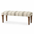 Schlafzimmerbank Sitzbank gepolstert mit Streifenmuster aus Polyestergewebe und massivem Gummibaumholz rechteckig Creme Grau Braun L 120 x B 40 x H 45 cm