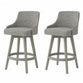 2er Set Barhocker mit Rückenlehne PE-Rattan Aluminium Stahl Grau Greige 55 x 56 x 99 cm