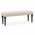 Schlafzimmerbank Sitzbank gepolstert aus Polyestergewebe und massivem Gummibaumholz rechteckig Beige Dunkelbraun L 120 x B 40 x H 45 cm