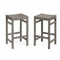 2er Set Barhocker ohne Rückenlehne mit quadratischer Latten-Sitzfläche Akazienholz Taupe 40 x 40 x 75 cm